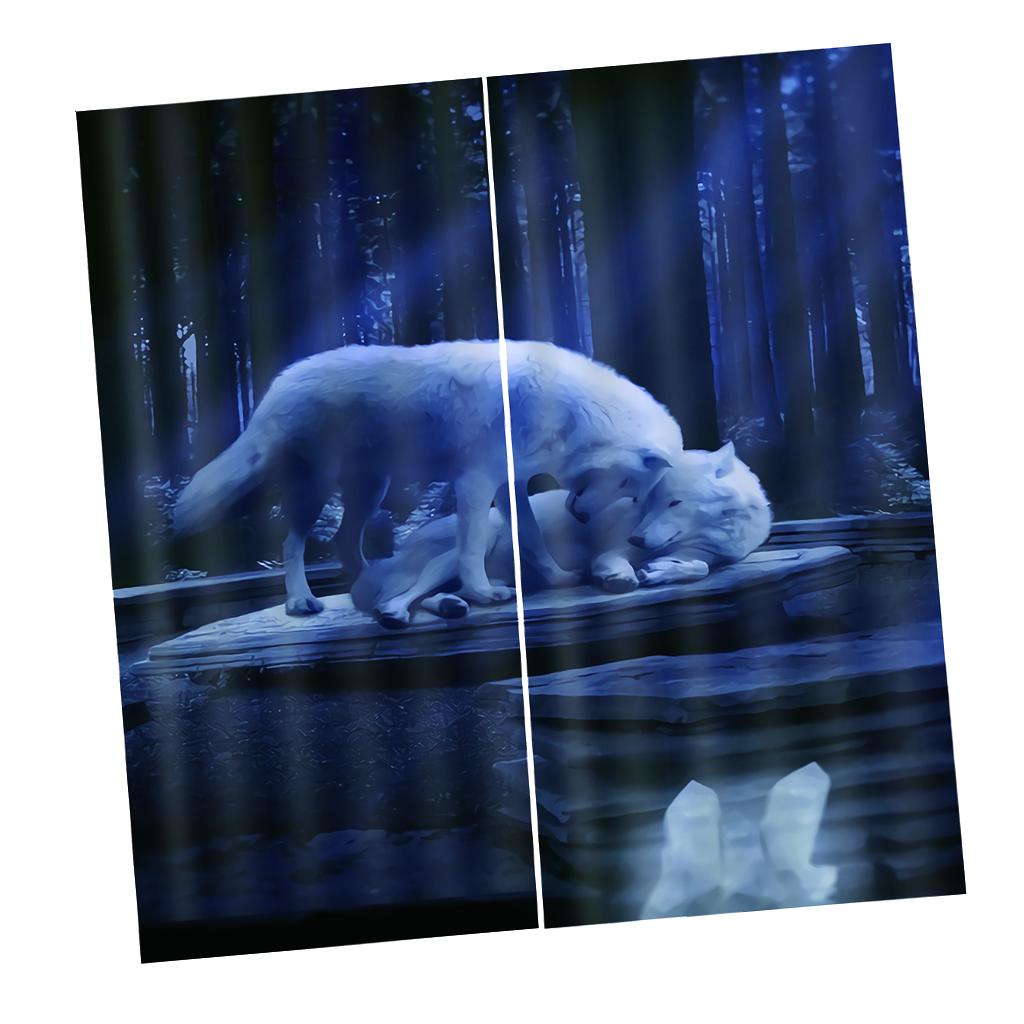 2 Panel Set Digital Printing Curtains 3D Animals Wolves-75x166cm