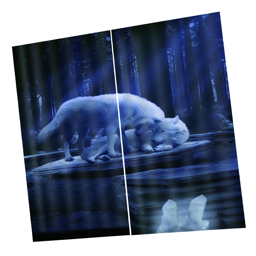 2 Panel Set Digital Printing Curtains 3D Animals Wolves-75x166cm