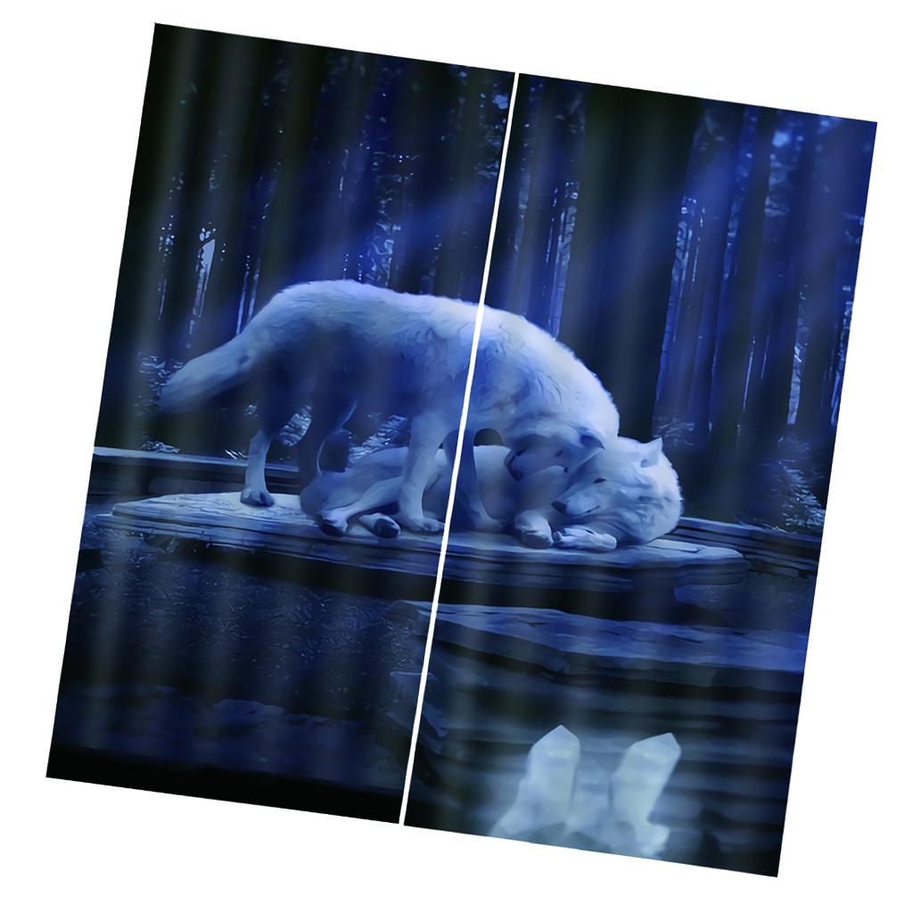 2 Panel Set Digital Printing Curtains 3D Animals Wolves-85x200cm