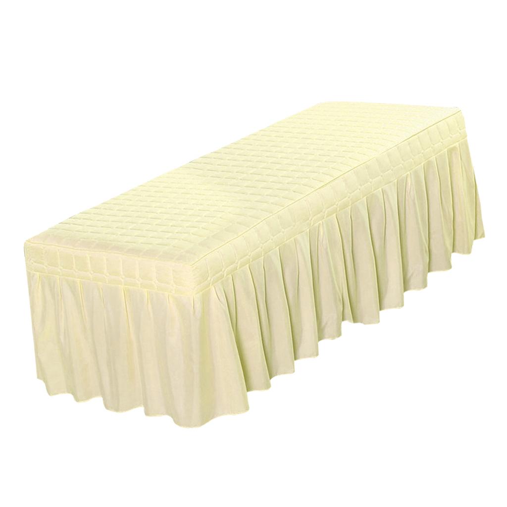 Massage Cosmetic Table Valance Sheet Cover with Hole Beige-190x70cm