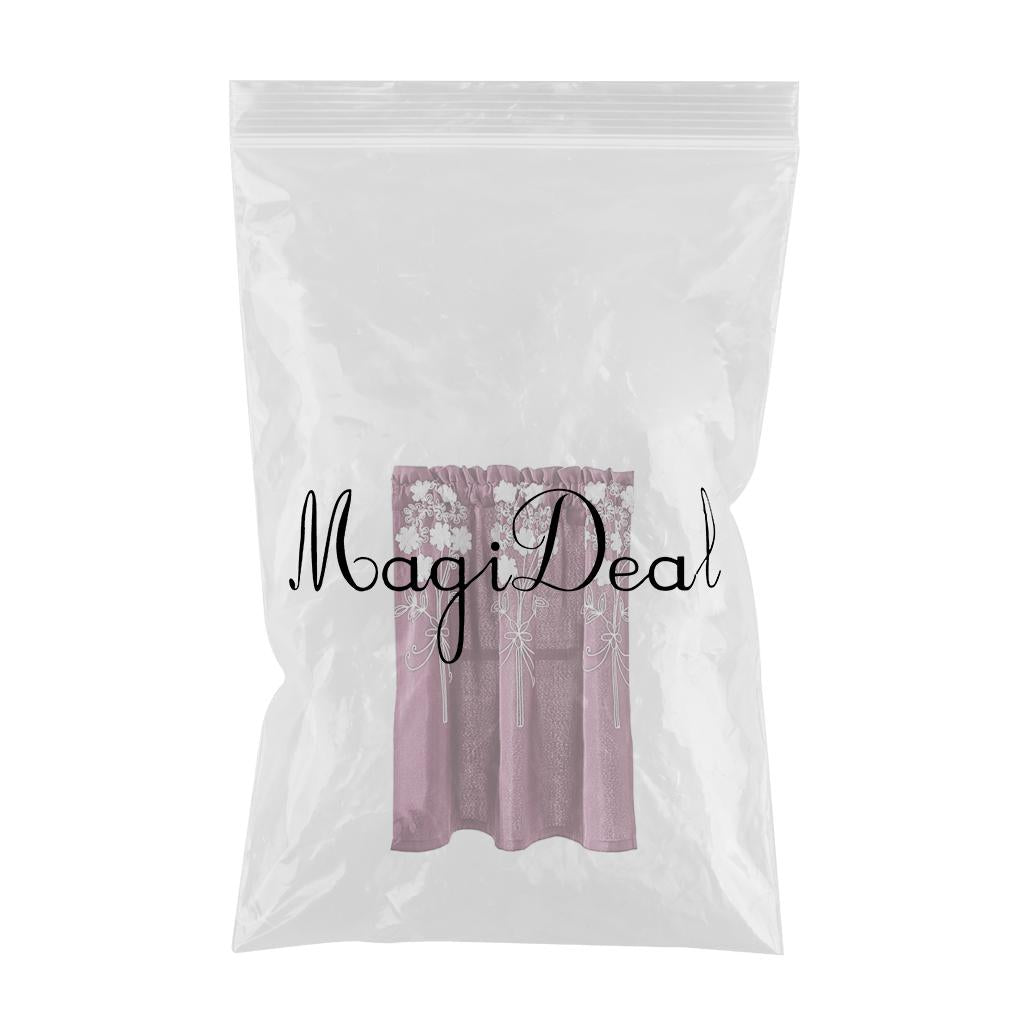 Floral Window Curtain Semi-Sheer Kitchen Curtain Tier Purple - 74x61cm