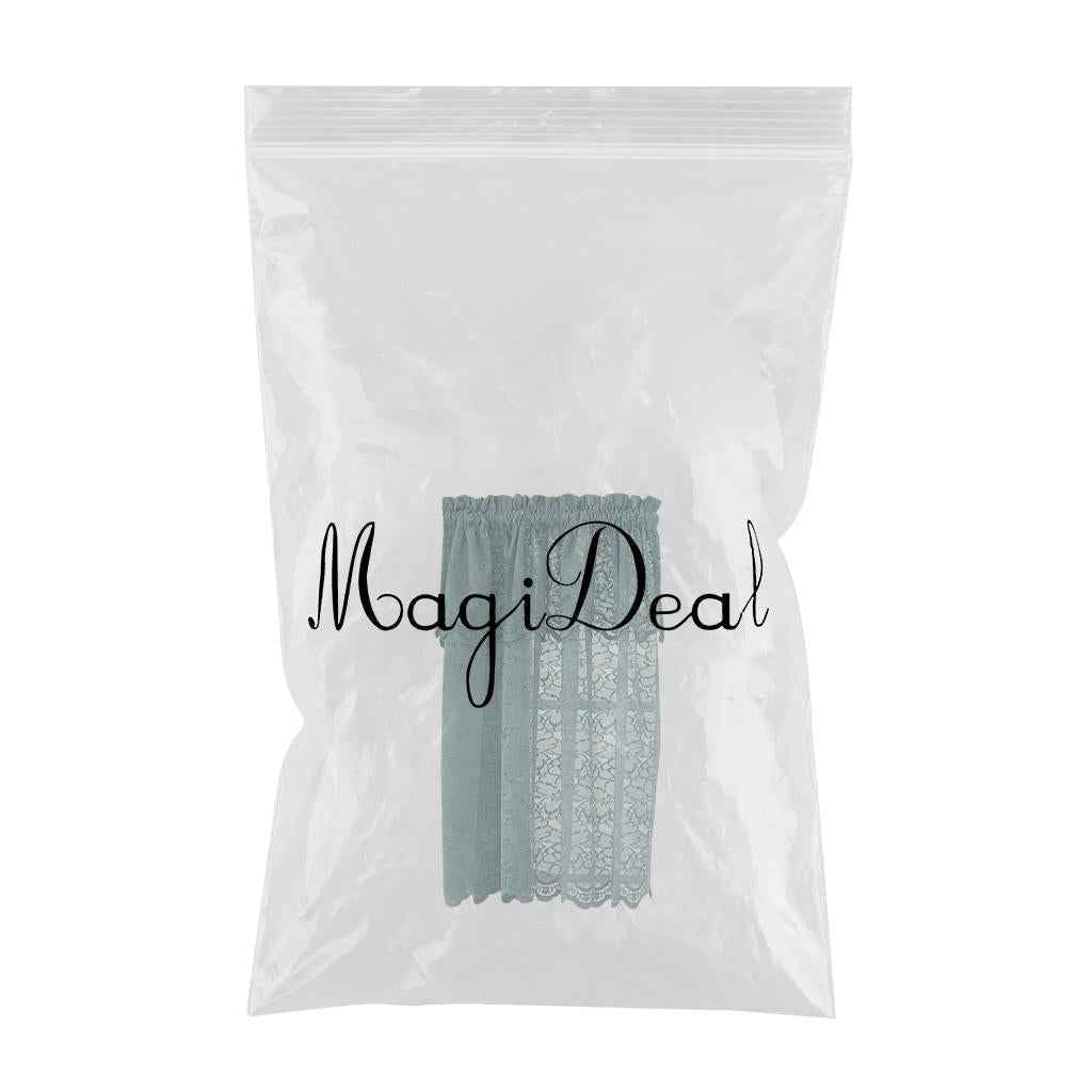 1 Panel Embroidered Lace Window Voile Sheer Curtain Tiers 74x90cm B Blue