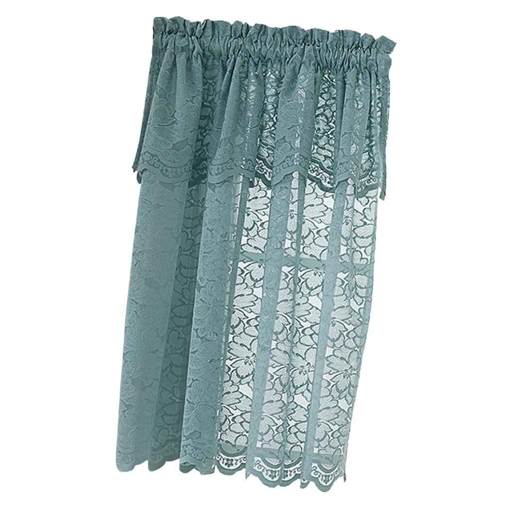 1 Panel Embroidered Lace Window Voile Sheer Curtain Tiers 74x90cm B Blue