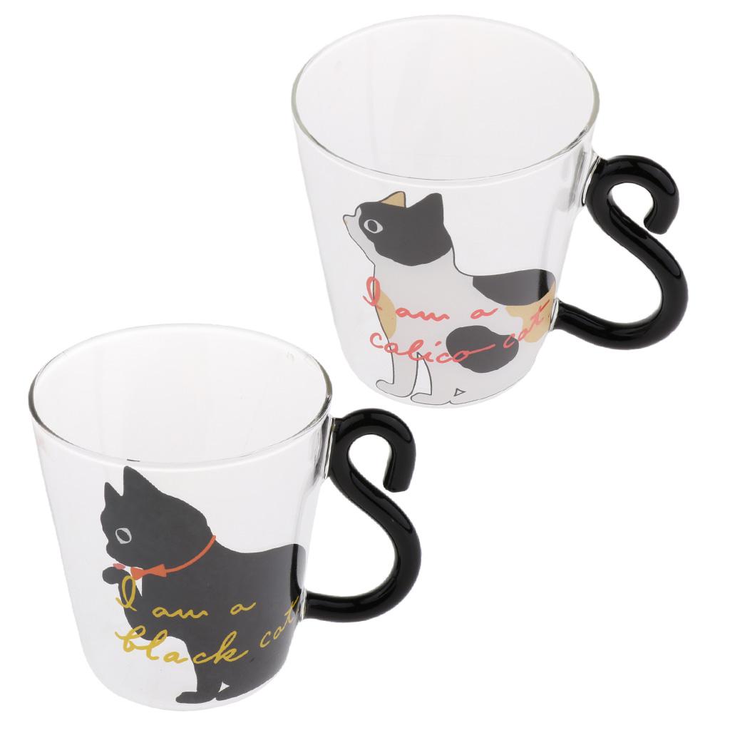 2Style Art Cat Pattern Glass Cup Glass Coffee Mugs
