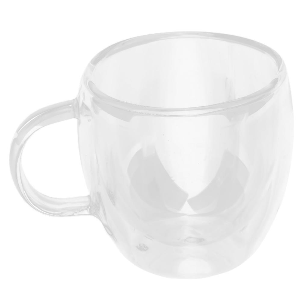 Office Insulated Coffee Mug Double Walled Clear Glass Cups with Handle 250ml