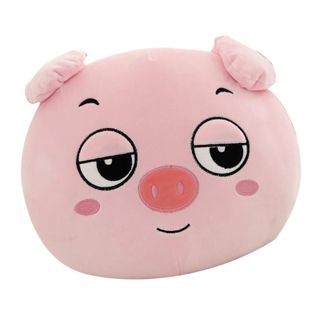Cartoon Animal Head Shape Cushion Pillow Hand Warmer Pig A