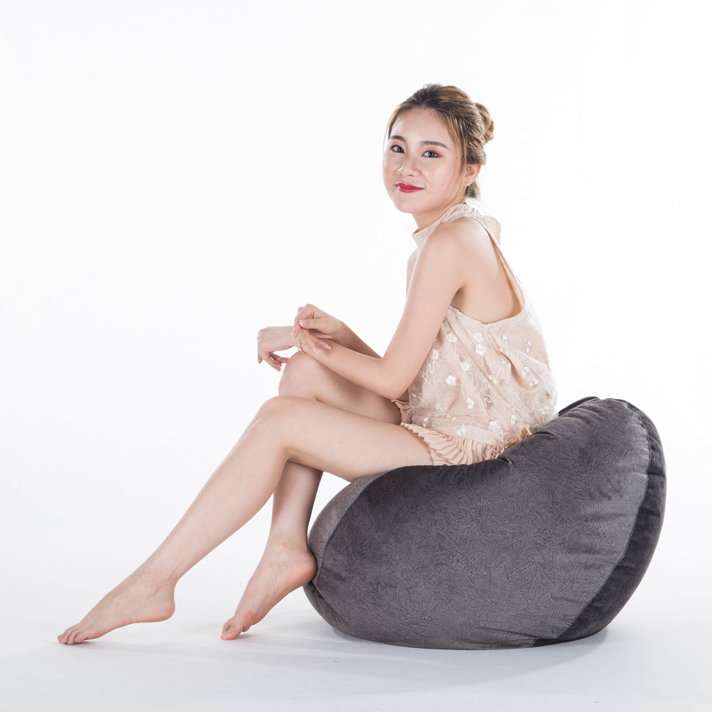 Kids Stuffed Animals Storage Suede Bean Bag Cover 60x70cm Dark Grey