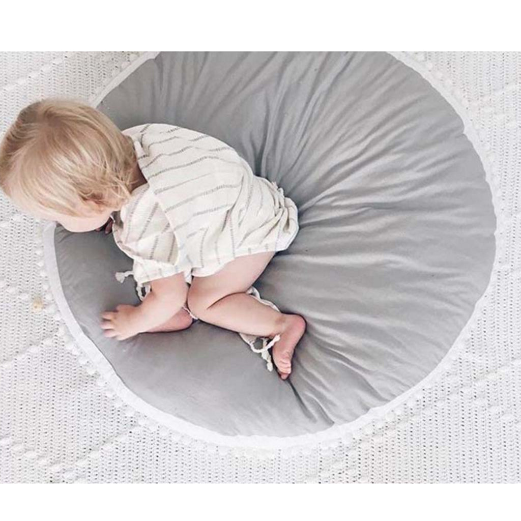 90cm Cotton Round Baby Crawling Mat Activity Gym Play Mat Carpet Gray