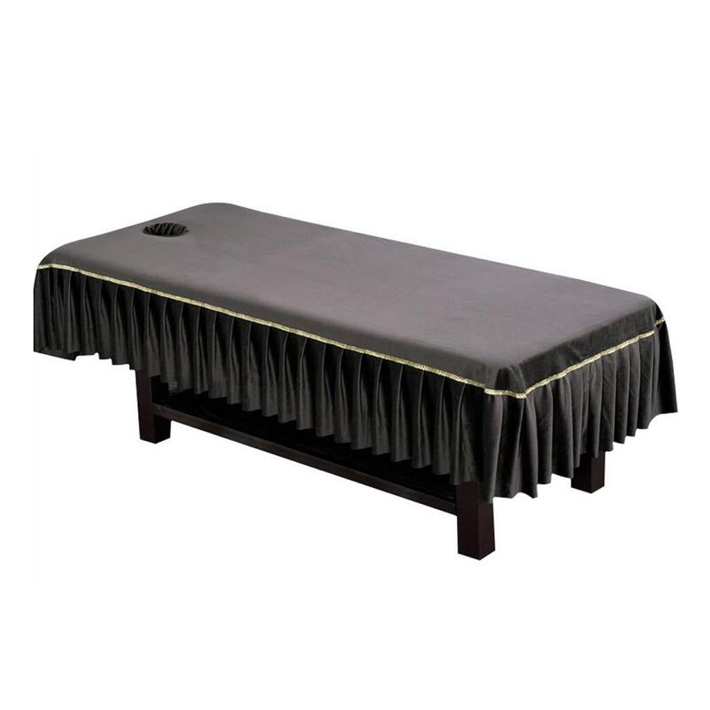 Reusable SPA Massage Bed Sheet Cover with Face Breath Hole Deep Coffee with Gold Edge