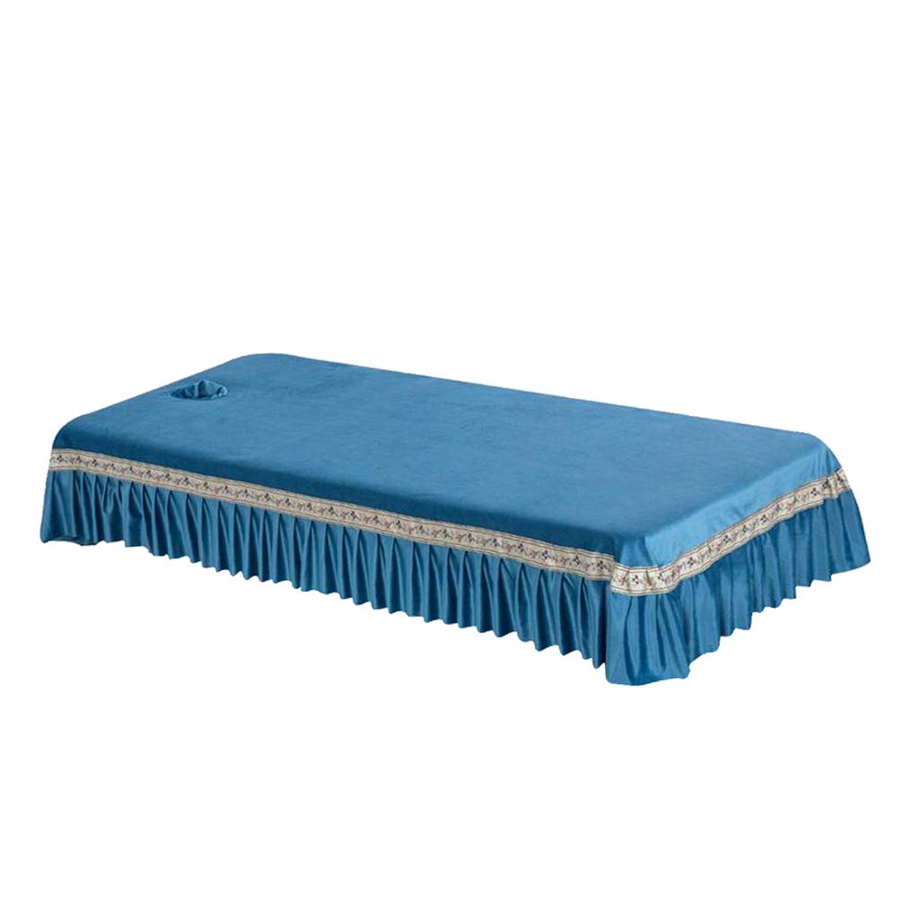 Reusable SPA Massage Bed Sheet Cover with Face Breath Hole Light Blue