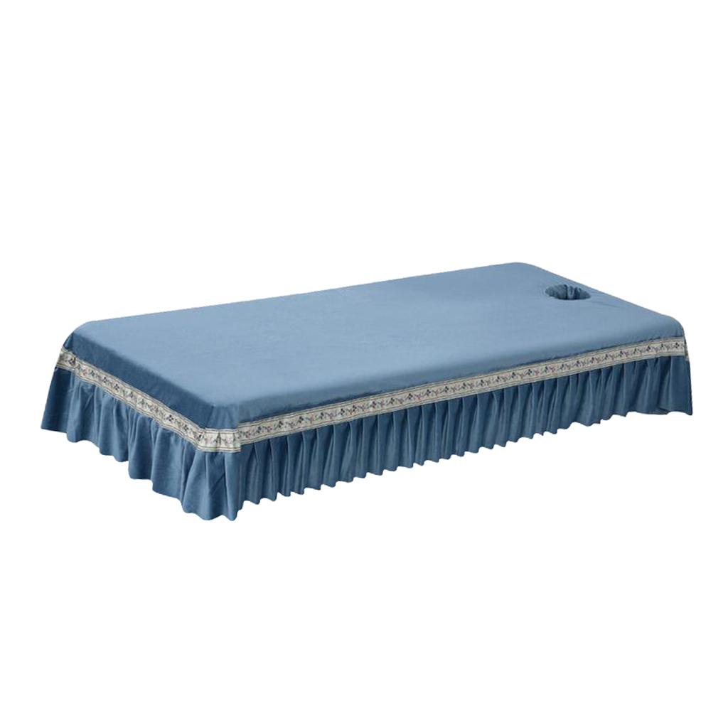 Reusable SPA Massage Bed Sheet Cover with Face Breath Hole Grey Blue