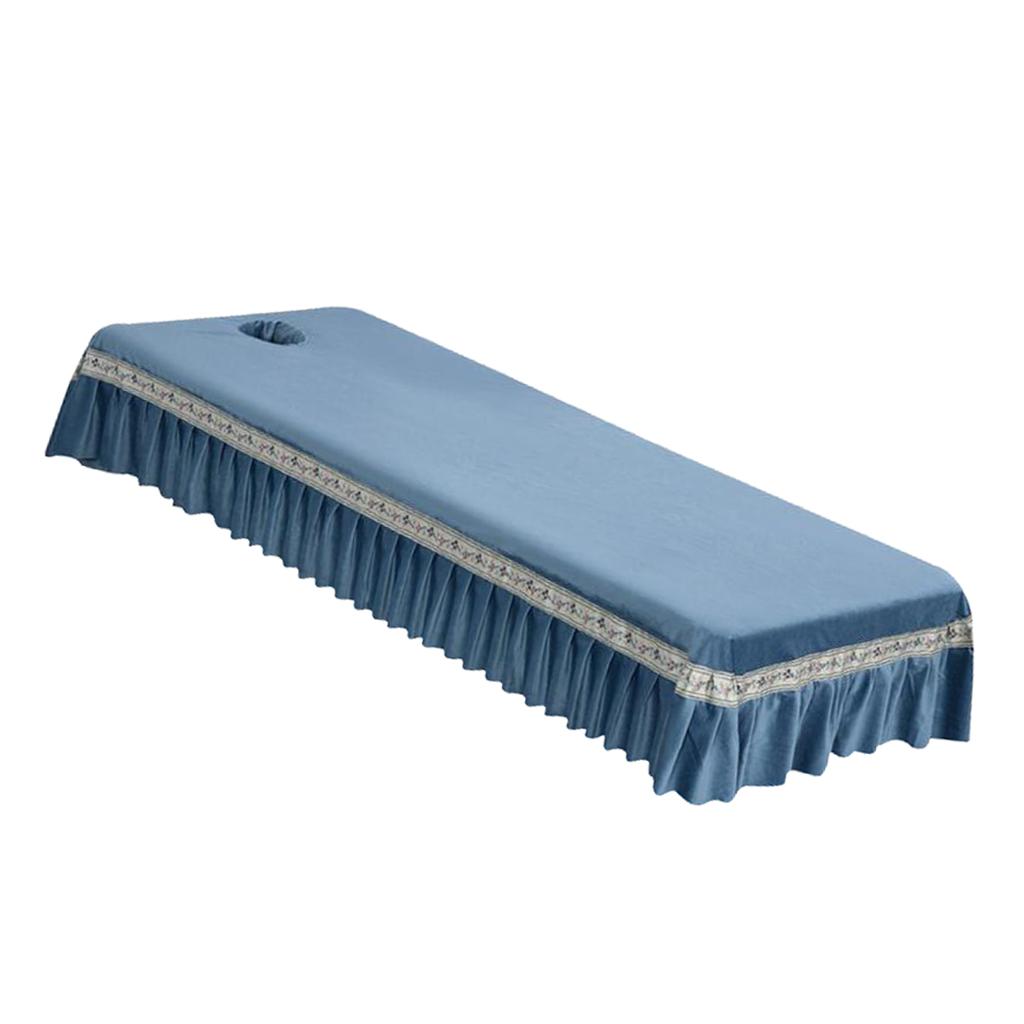 Reusable SPA Massage Bed Sheet Cover with Face Breath Hole Grey Blue