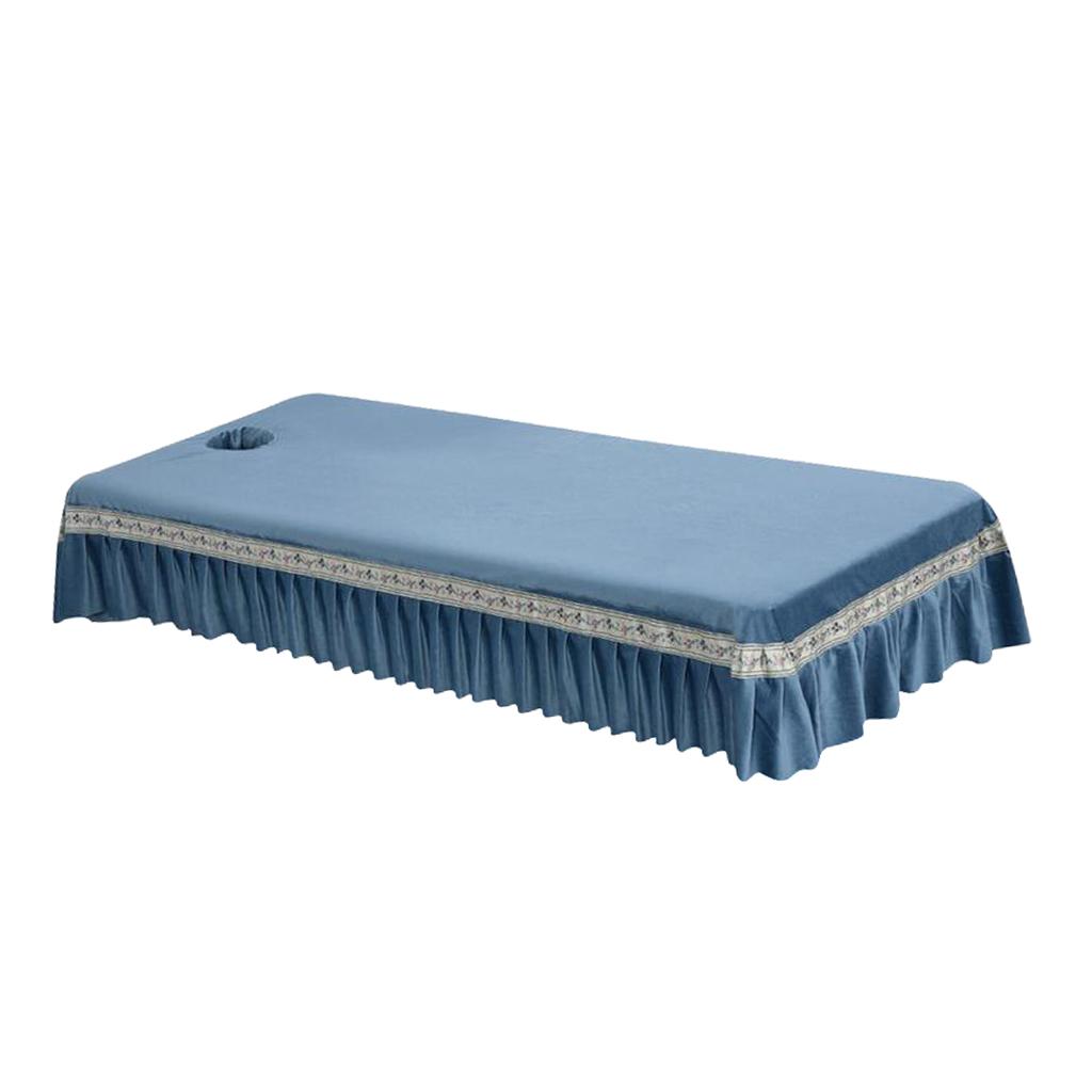 Reusable SPA Massage Bed Sheet Cover with Face Breath Hole Grey Blue