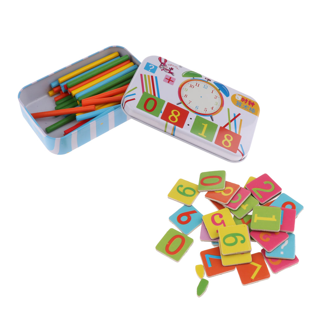 Math Calculation Children Counting Stick in Tin Box Preschool Learning Toys