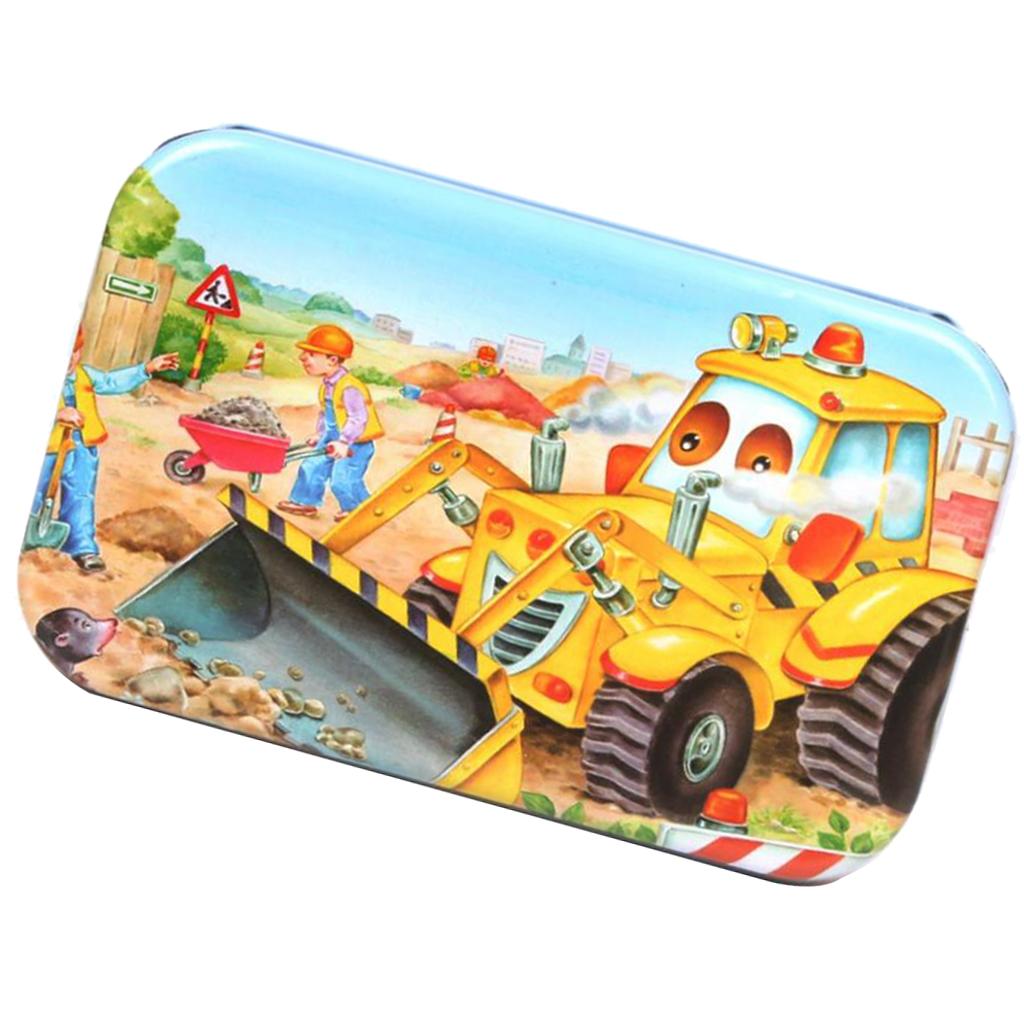Kids Wooden Jigsaw Puzzles with a Storage Box Excavator