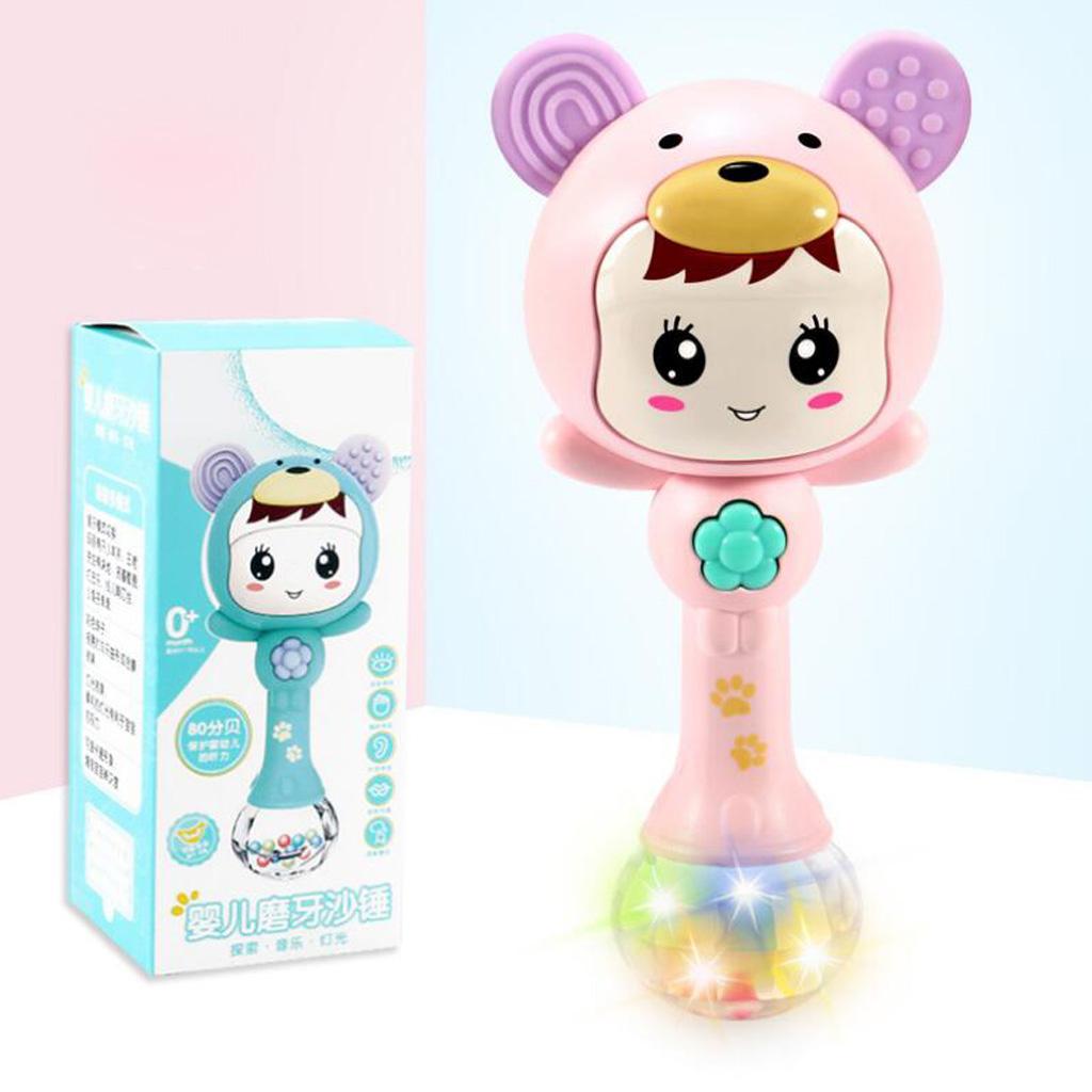 Baby Hand Bell Sand Hammer Toy Baby Music Rhythm Rolling Sticks Toys Pink