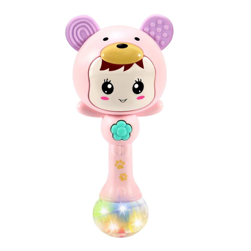 Baby Hand Bell Sand Hammer Toy Baby Music Rhythm Rolling Sticks Toys Pink
