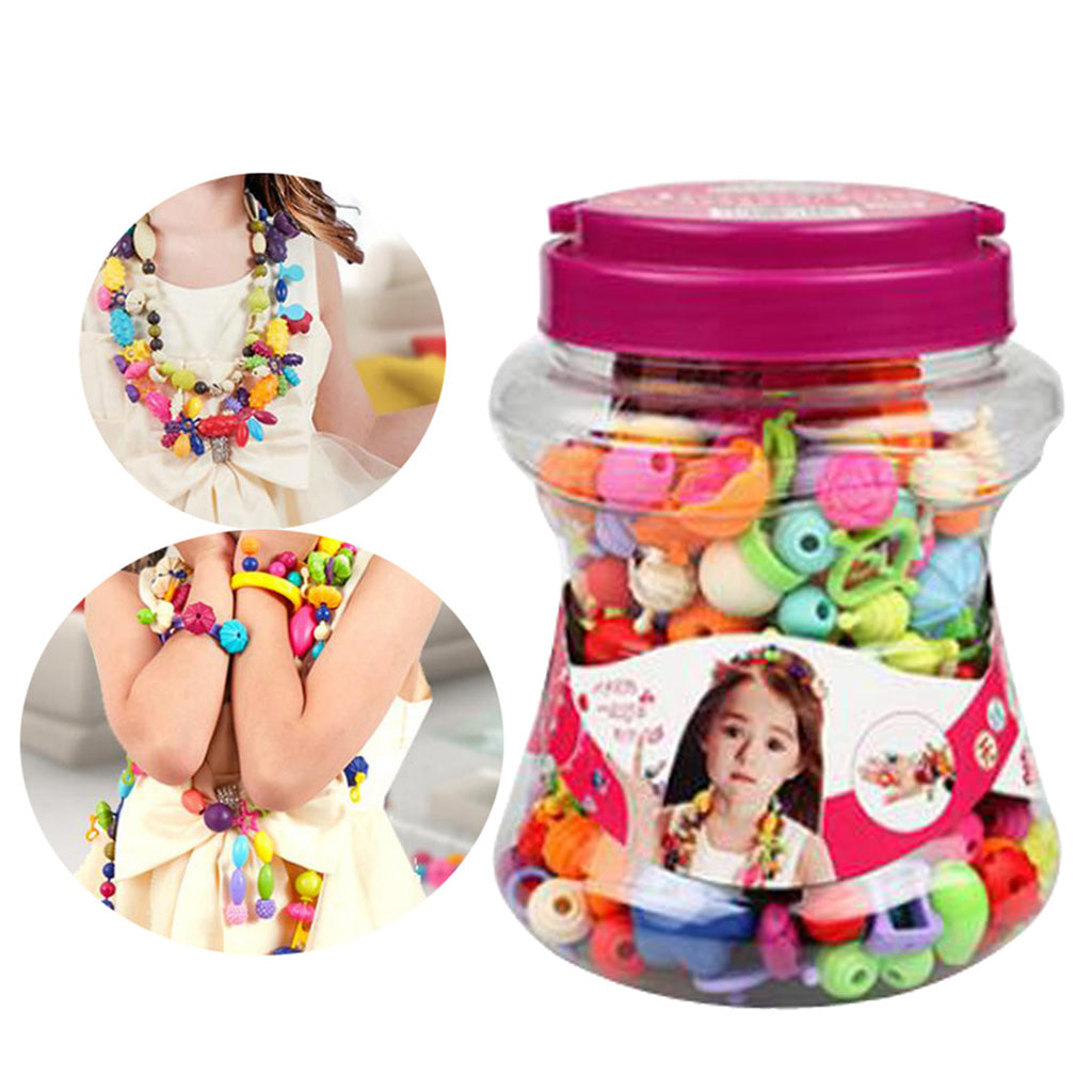 Pop Beads Art and Crafts Kid DIY Snap Together Jewelry Making Toy Kit 220pcs