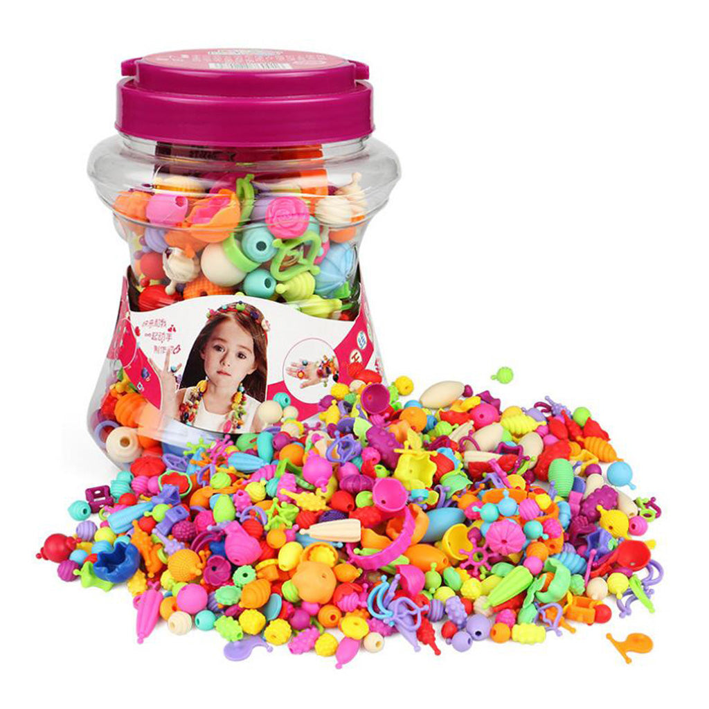 Pop Beads Art and Crafts Kid DIY Snap Together Jewelry Making Toy Kit 220pcs