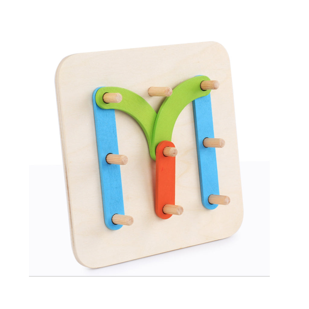 Wooden Geometric Letter Sorter Board Building Blocks Kids Educational Toys