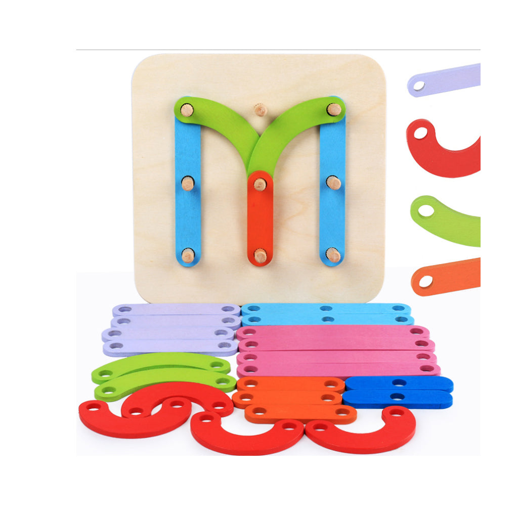 Wooden Geometric Letter Sorter Board Building Blocks Kids Educational Toys
