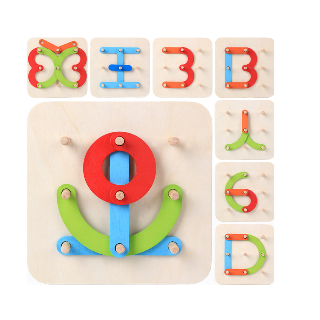 Wooden Geometric Letter Sorter Board Building Blocks Kids Educational Toys