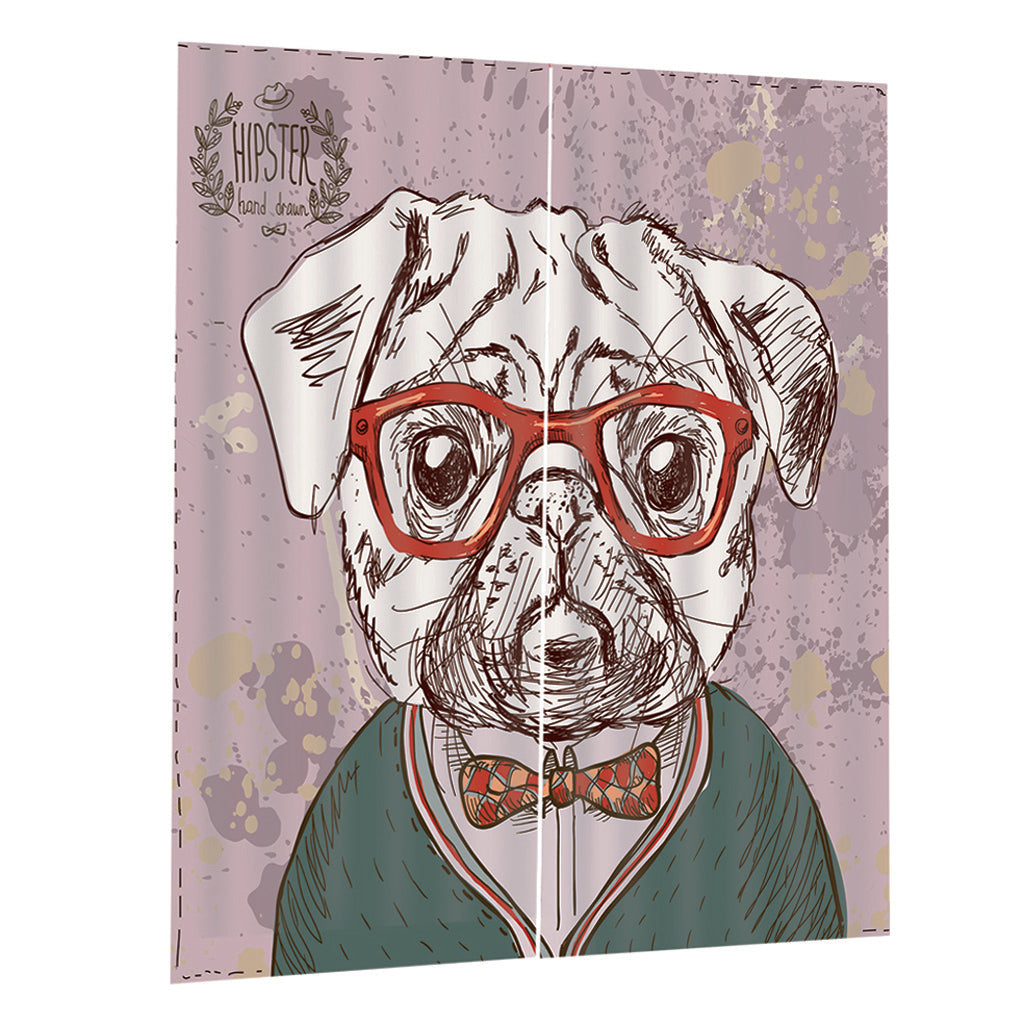 Cute Puppy wearing glasses Cartoon Shade Curtain for Kids room 170x200cm