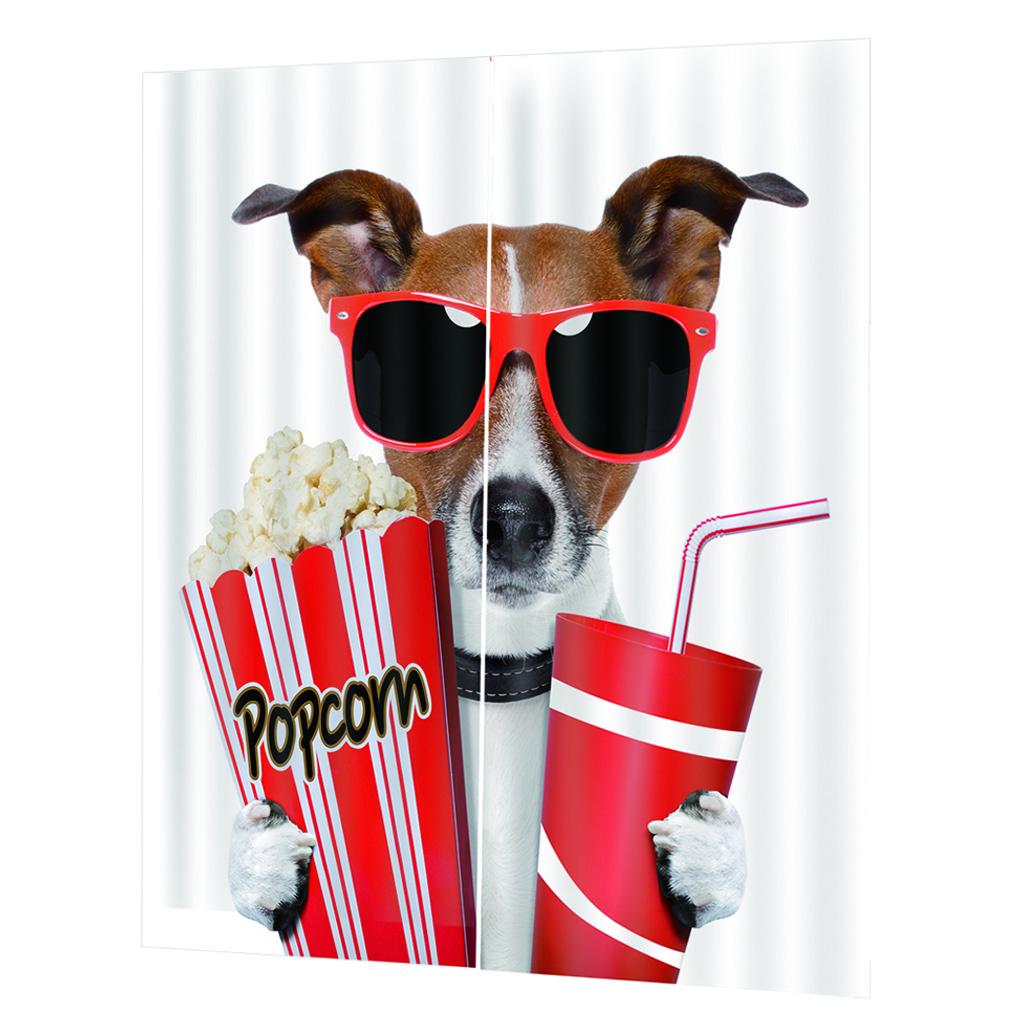 Cute Dog Digital Printing Thermal Insulated 3D Curtains Vine 150x166cm