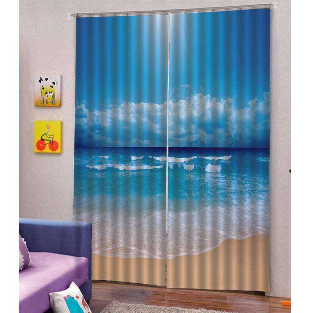 Seaside Scenery Landscape Blackout Curtains for Living Room Style-3