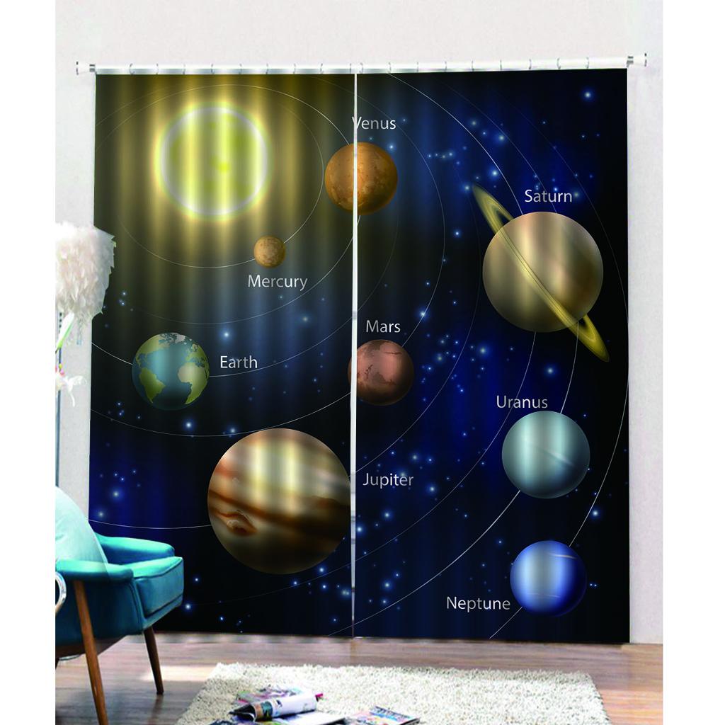 3D Planet Printing Window Curtains for Living Room Bedroom Decor 170 x 200cm