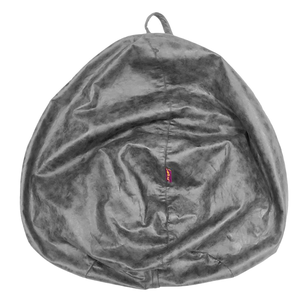 Kids Stuffed Animal Storage Bean Bag Leathaire Beanbag Couch Cover Gray_M