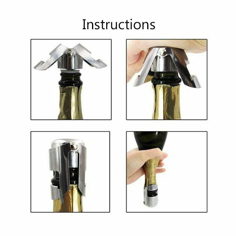 4xStainless Steel Silicone Bottles Stopper Wine Bottle Vacuum Sealer Reusable 