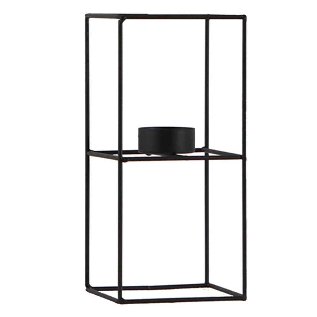 Nordic 3D Geometric Iron Candlestick Table Patio Decor Size 4_9.5x9.5x20.5cm