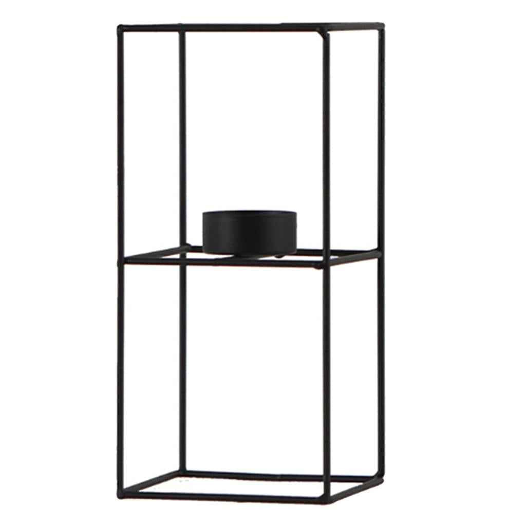 Nordic 3D Geometric Iron Candlestick Table Patio Decor Size 4_9.5x9.5x20.5cm