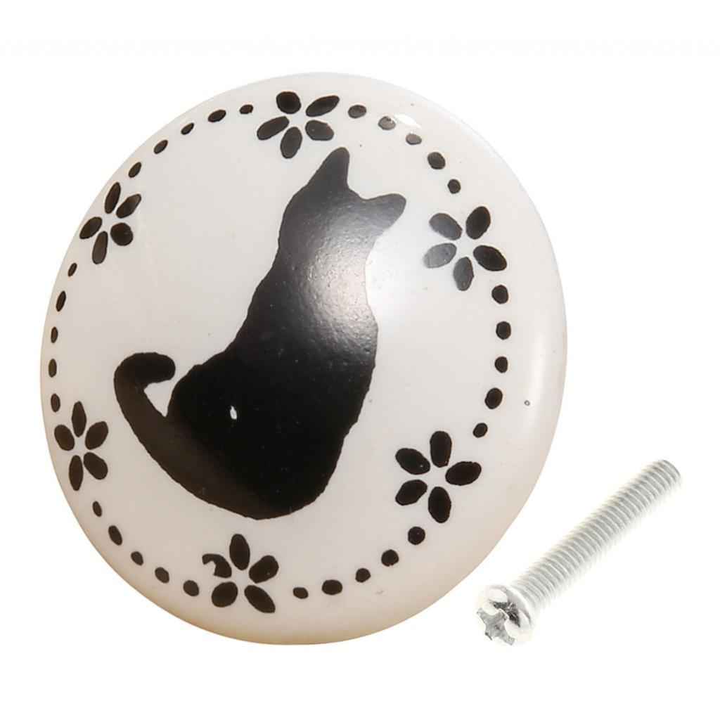 Round Trumpet Ceramic Animal Knob Door Closet Drawer Furniture Pull Handle E