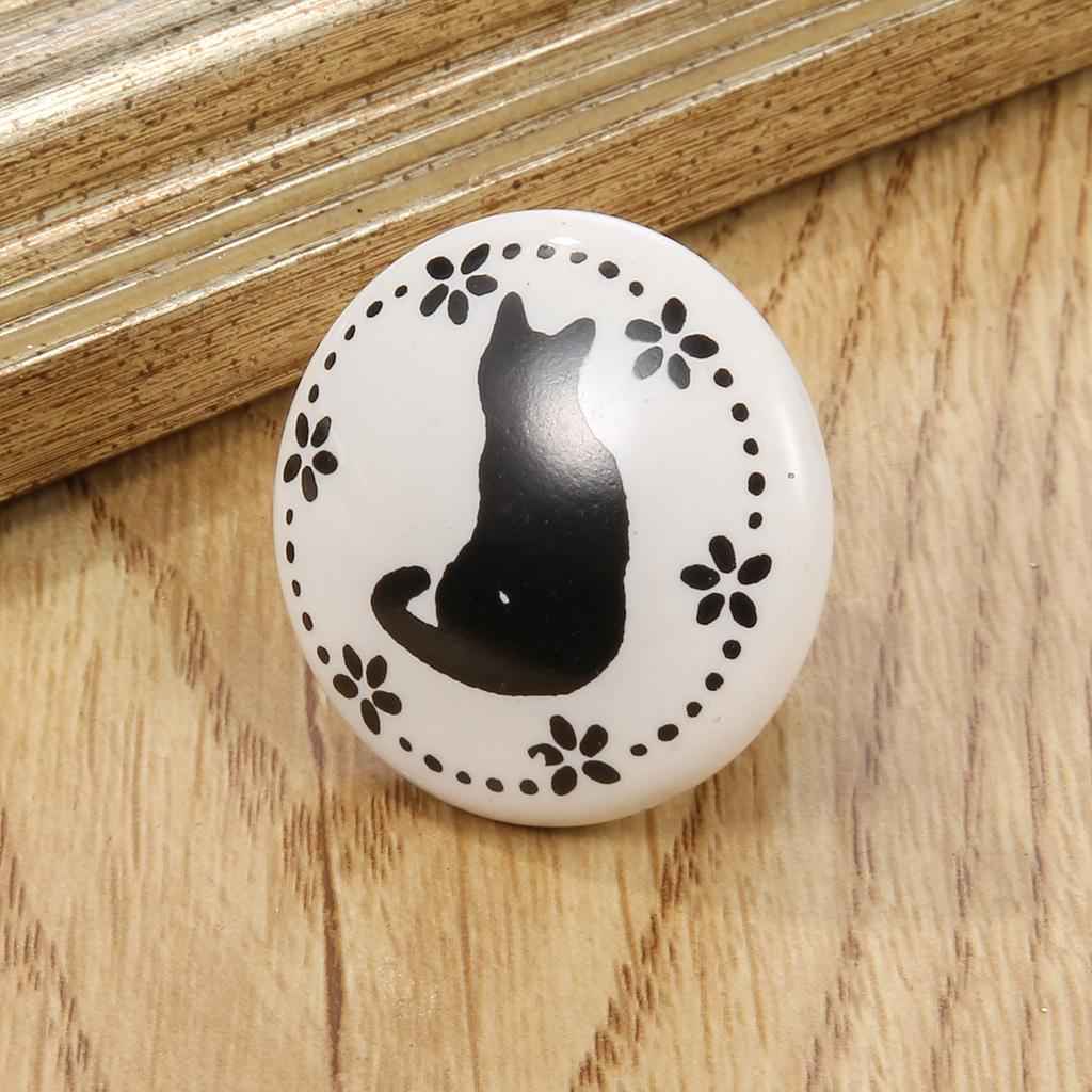 Round Trumpet Ceramic Animal Knob Door Closet Drawer Furniture Pull Handle E