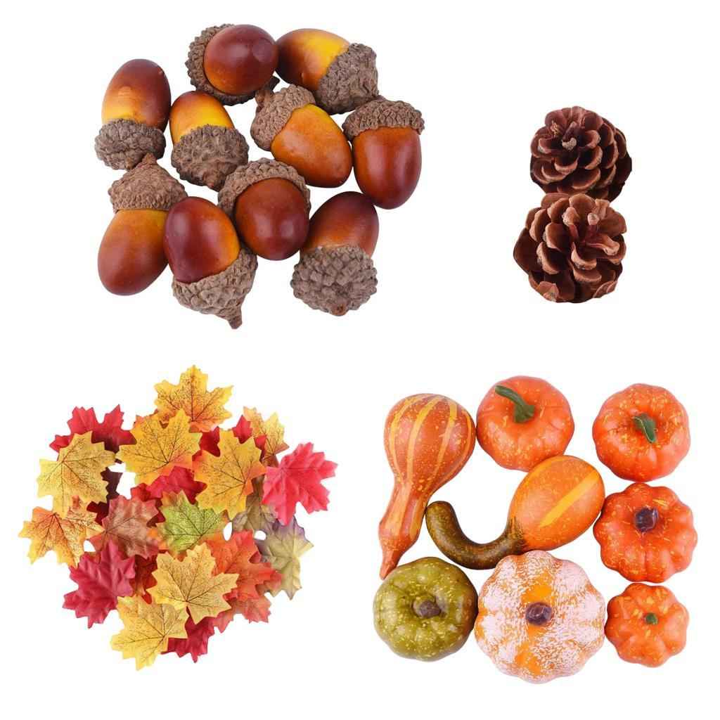 Fake Home Decor Gift Vegetables Artificial Pumpkin Maple Leaf Cone Lifelike