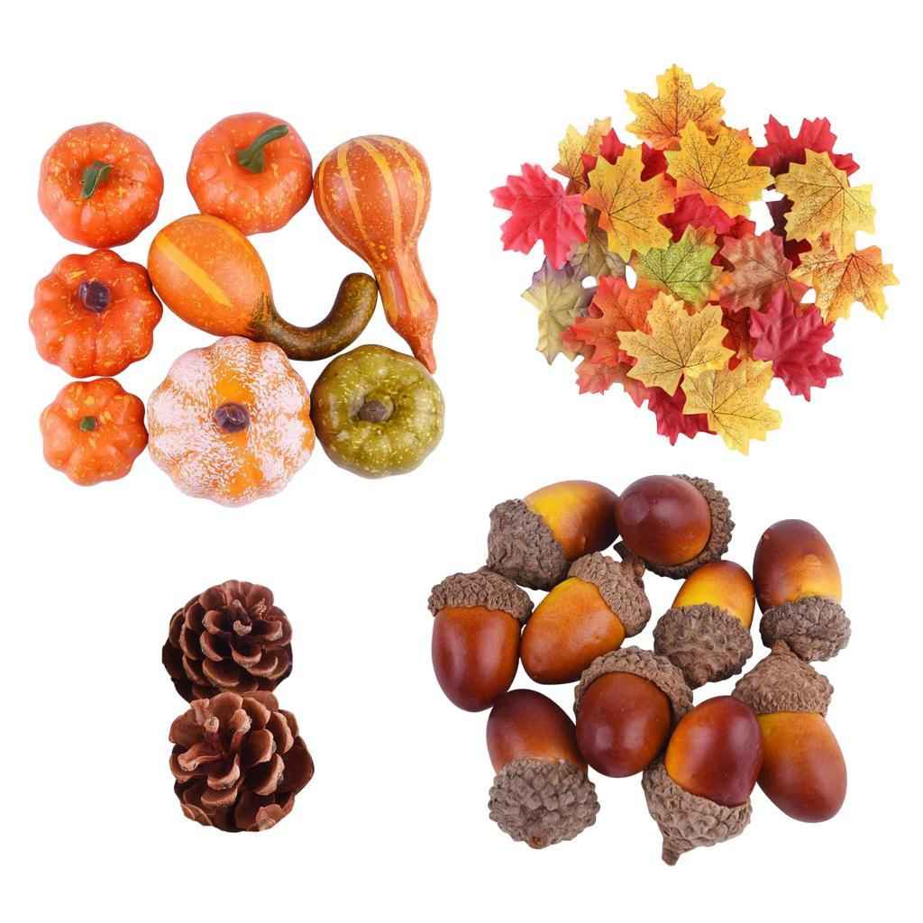 Fake Home Decor Gift Vegetables Artificial Pumpkin Maple Leaf Cone Lifelike