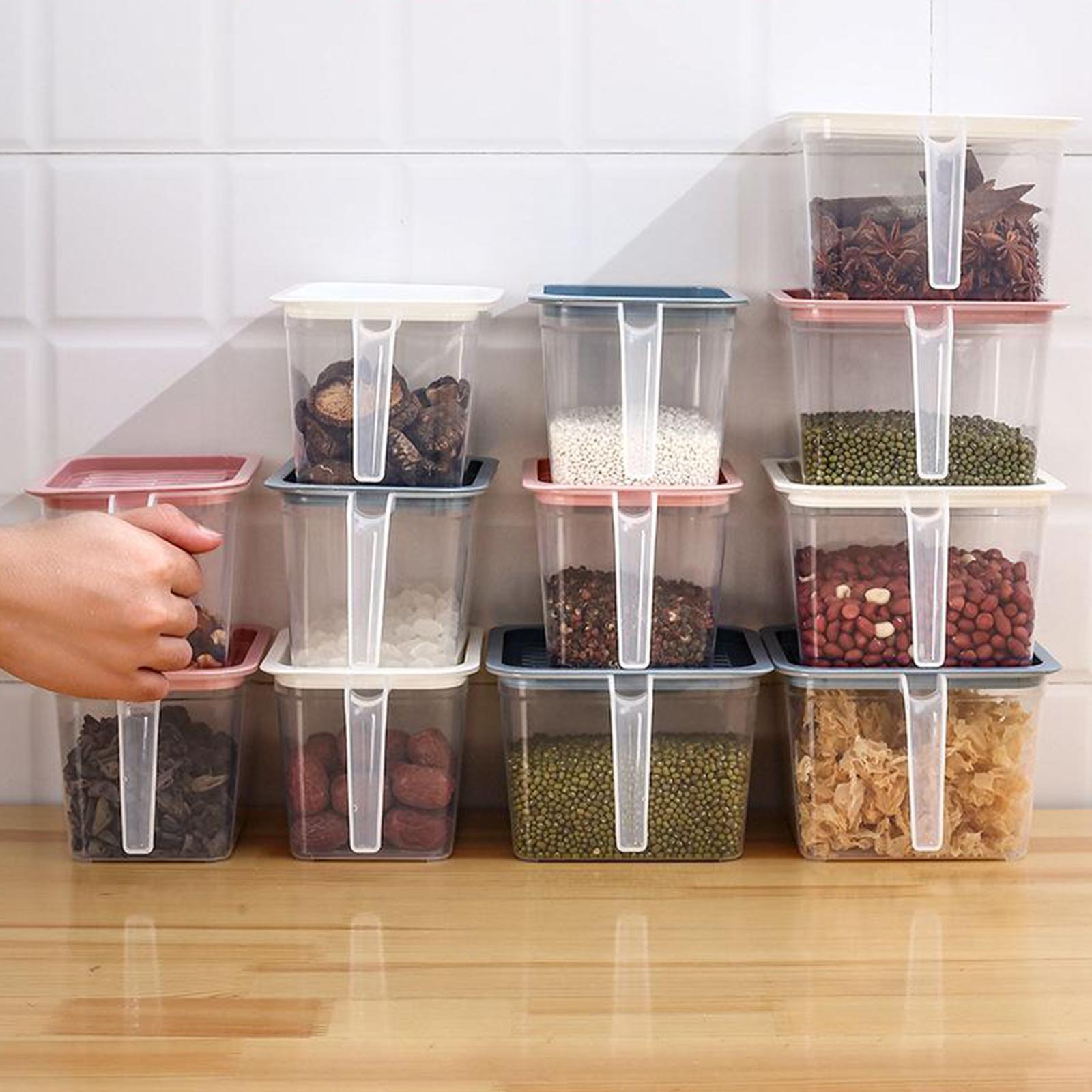 4x Food Storage Container Set with Airtight Lids Kitchen Organizer Blue L