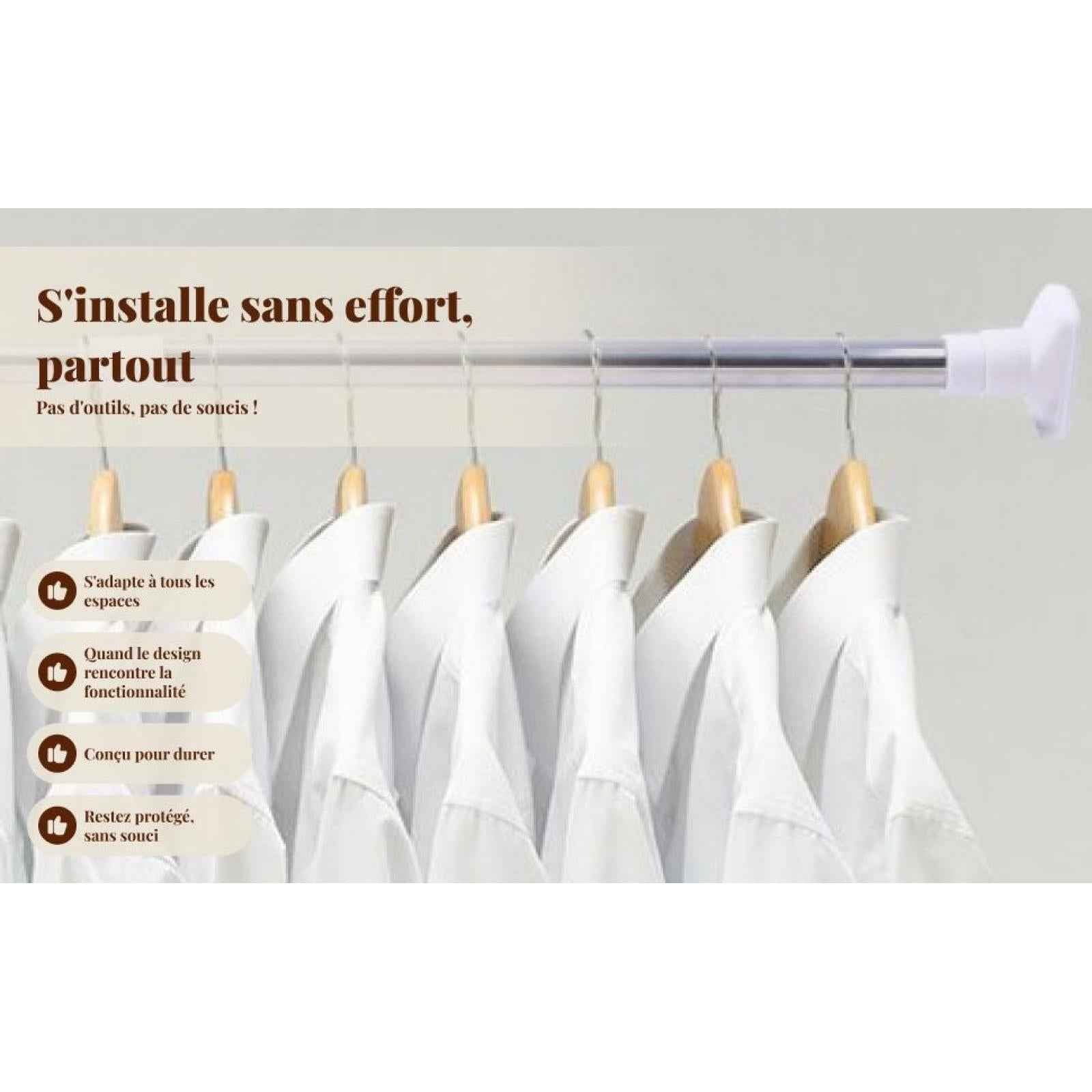 Telescoping Curtain Rods Metal Pole for Cupboard Utensils Cabinet White 40-70cm