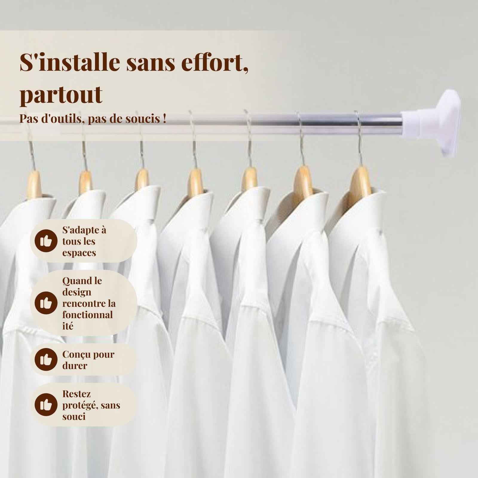 Telescoping Curtain Rods Metal Pole for Cupboard Utensils Cabinet White 40-70cm