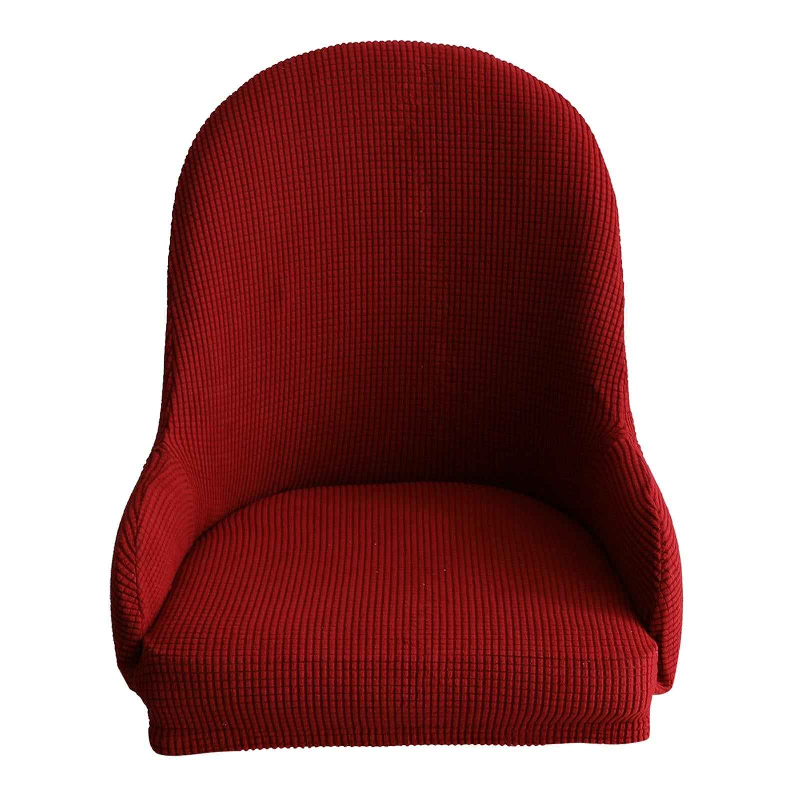 1pc Wing Back Dining Chair Cover Reusable Protector Seat Covers for Decor wine red