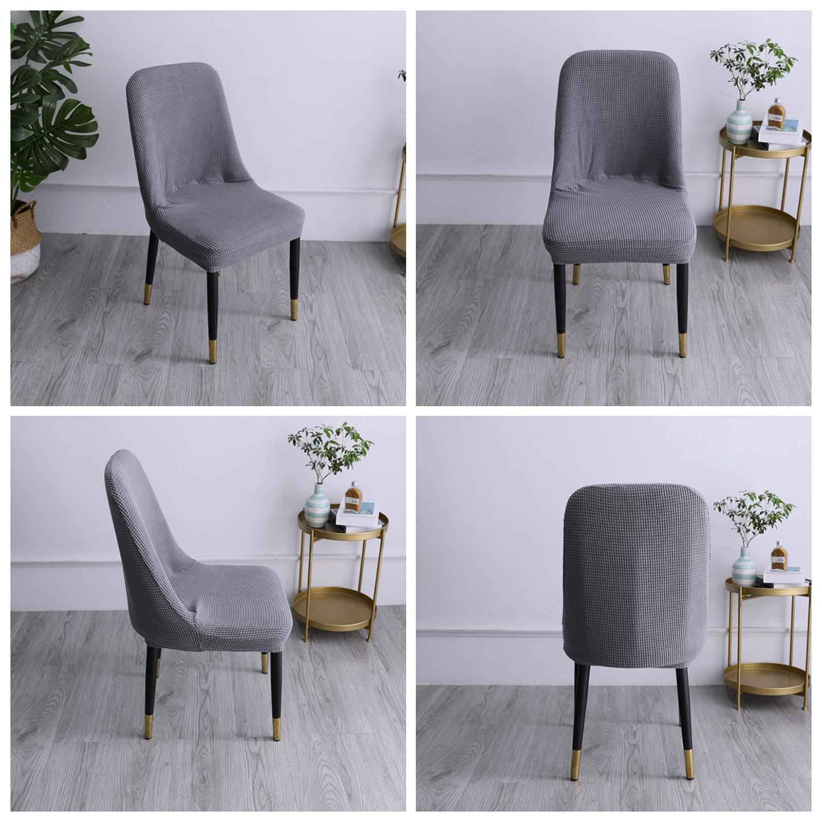 High Stretch Fabric Dining Chair Cover High Back Seat Slipcover Light Gray
