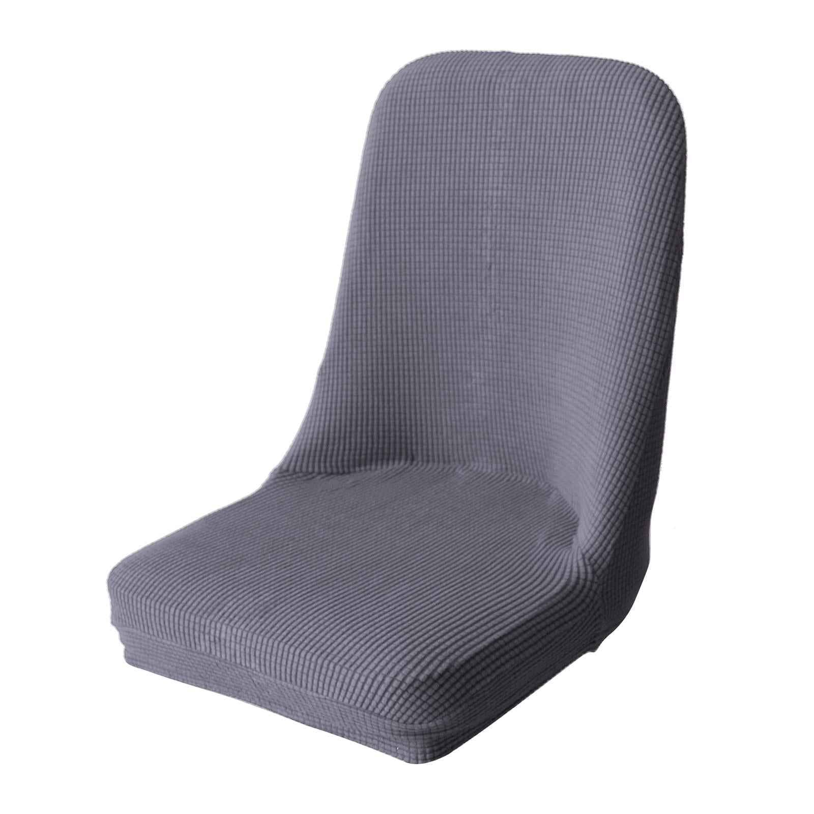 High Stretch Fabric Dining Chair Cover High Back Seat Slipcover Light Gray