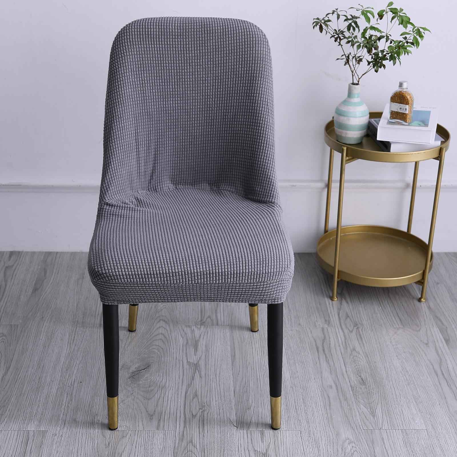 High Stretch Fabric Dining Chair Cover High Back Seat Slipcover Light Gray