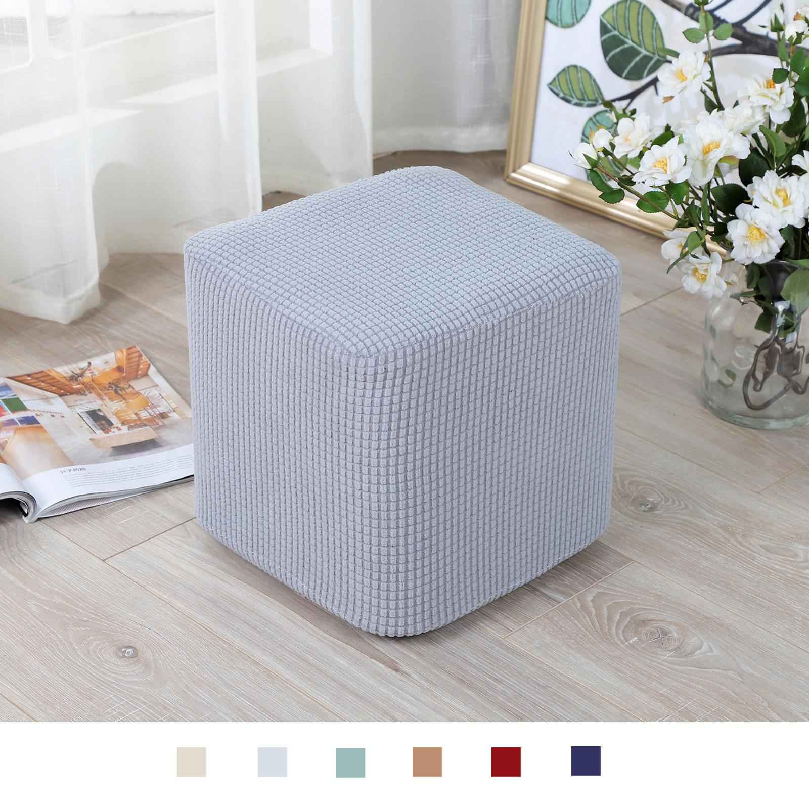 10"-13" Stretch Ottoman Slipcover Footstool Footrest Living Room Soft Cover beige