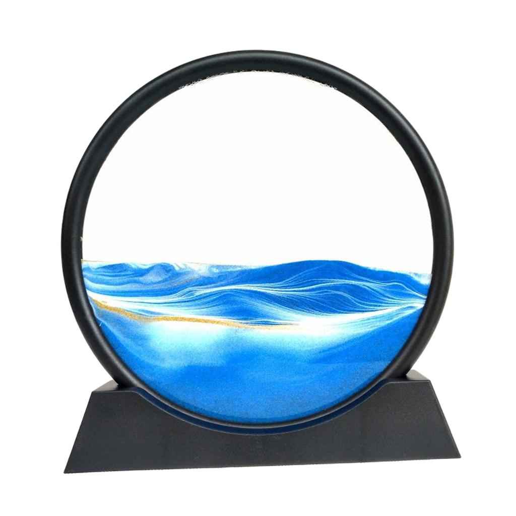 Moving Sands Art Picture 3D Dynamic Deep Sea Sand-scape 7in Blue