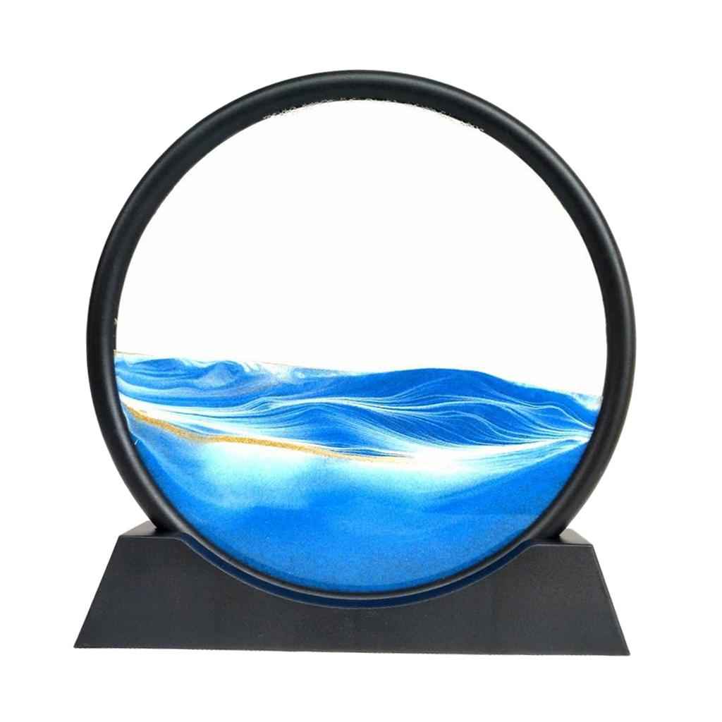 Moving Sands Art Picture 3D Dynamic Deep Sea Sand-scape 7in Blue