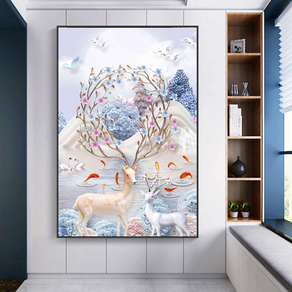 DIY Handcraft Diamond Painting Round Crystal Elk Embroidery Decor 70x100cm