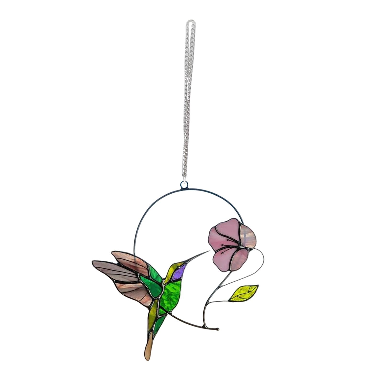 Birds High Stained Hummingbird Window Panel Hanging Decor